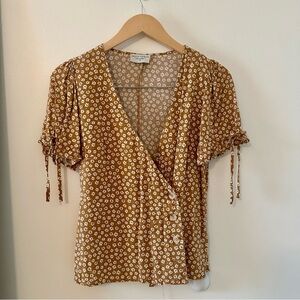 Dress Forum Mustard Yellow Floral Wrap Blouse